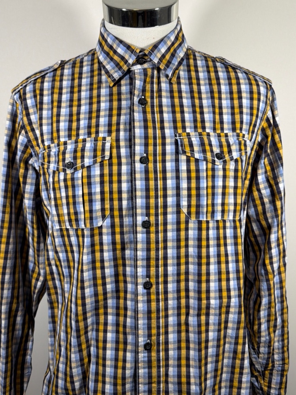 Paper Denim & Cloth Blue and Yellow Plaid Button-Down Shirt